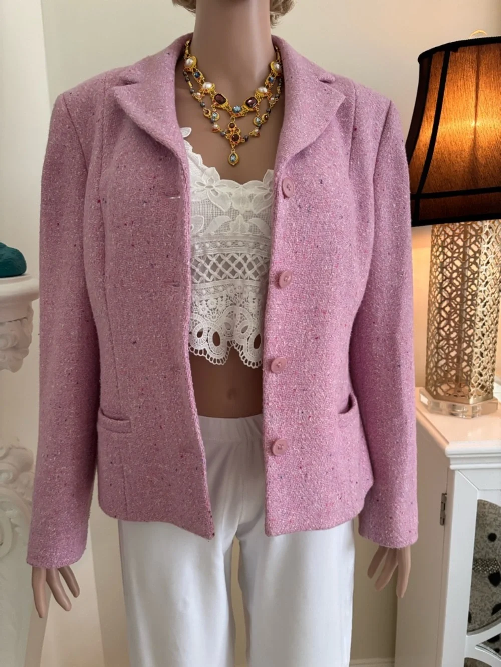 Classic Pink Tailored Women's Blazer - Picture 8 of 14